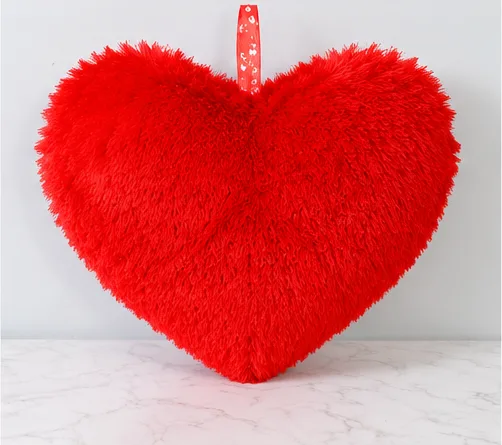 Red & White Fluffy LOVE Heart Cushion thumbnail 2