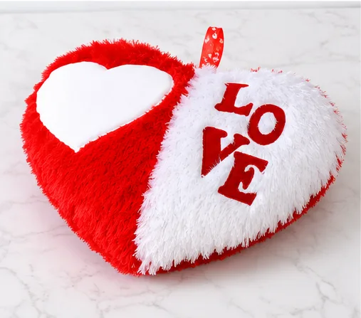 Red & White Fluffy LOVE Heart Cushion thumbnail 3