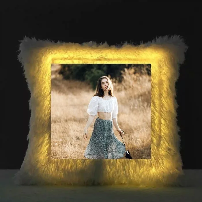 YELLOW LED SQUARE CUSHION WITH BATTERY