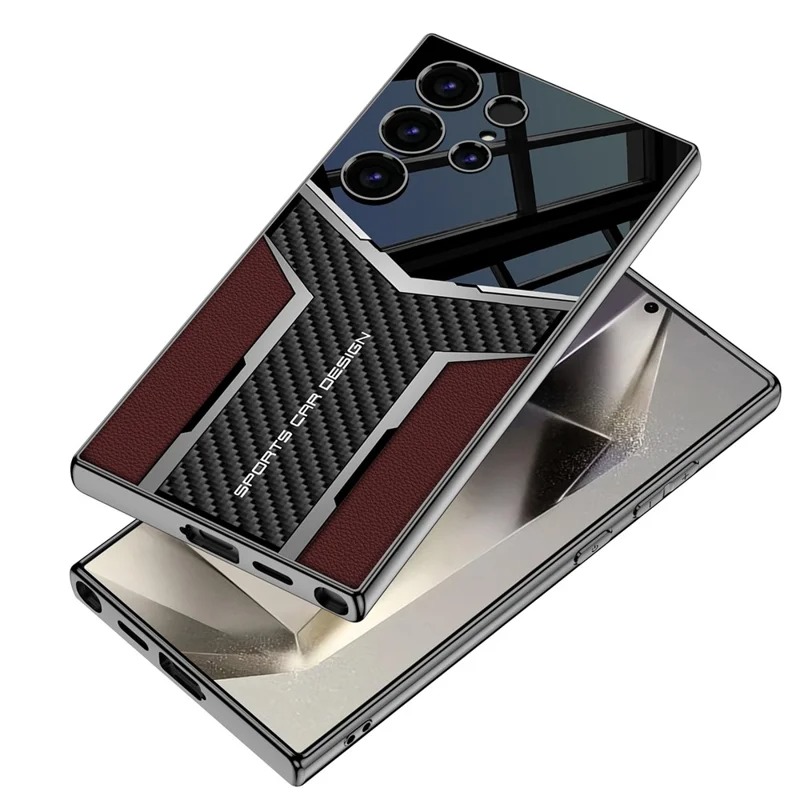 Samsung Galaxy S24 Ultra Case Carbon Fiber Pattern Electroplating Edge PU + TPU + PC Phone Back Cover - Image 2