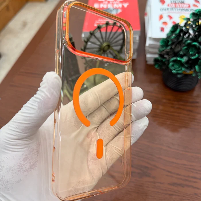 iPhone 17 & iPhone 17 Pro Max MagSafe Orange Transparent Case - Image 3